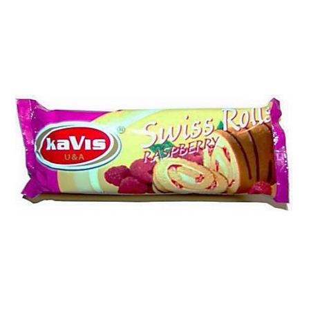 Swiss Rolls  'KAVIS' Raspberries  striped with cocoa glaze 150g