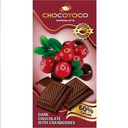 Dark chocolate 'Chocoyoco' with cranberries