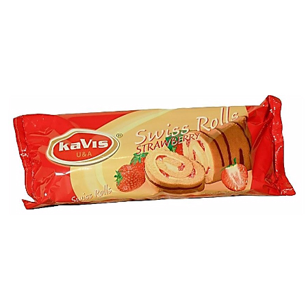 Swiss Rolls 'KAVIS' Strawberry  striped with cocoa glaze 150g