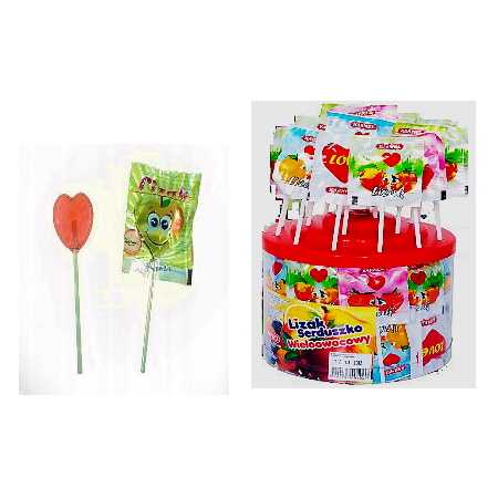 Fruit hearts' lollipops 6g * 100pcs