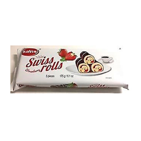 Mini Swiss Rolls  'KAVIS'  Strawberry  in cocoa glaze 175g