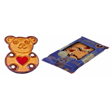 LUX Shortcrust pastry cookies 'Teddy bear' with fruit jelly and with chocolate 200g